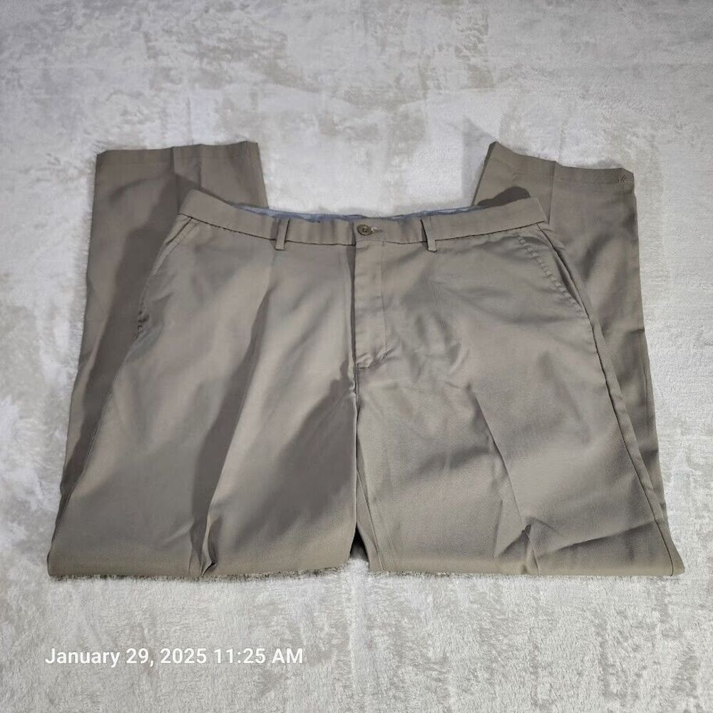 Attack Life Greg Norman Mens 34 30 Dusty Willow Tan Moisture Wicking Dress Pants - Picture 9 of 12